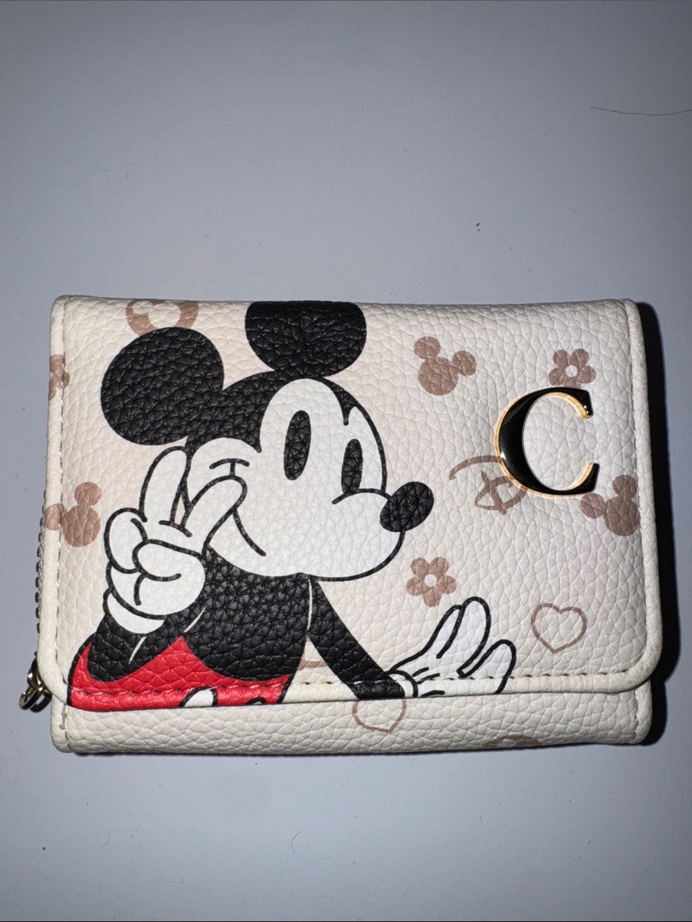 Disney Mickey Mouse Cream and Gold Zip Pouch